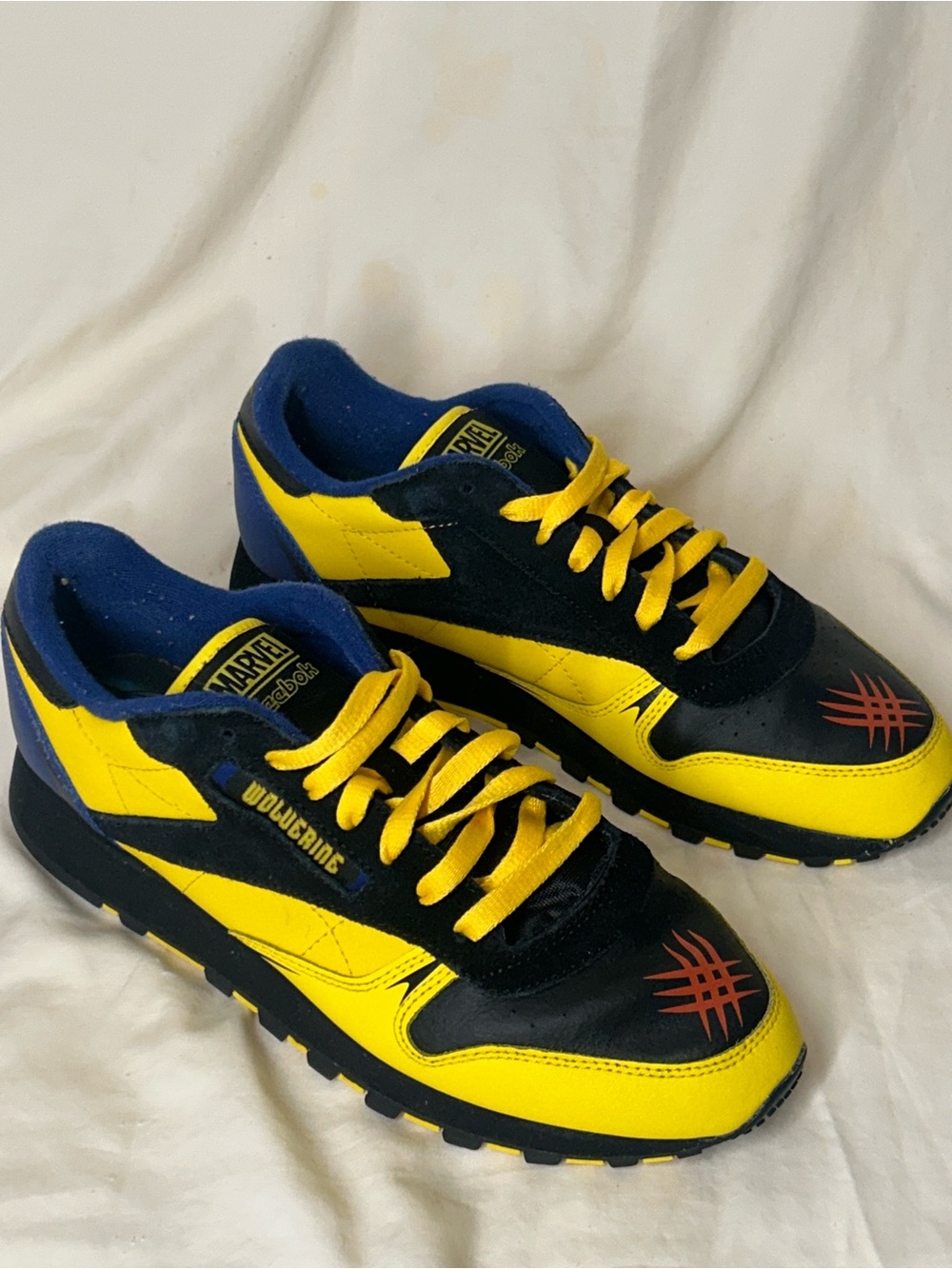 Reebok x Marvel Classic Leather Wolverine Sneakers Yellow Blue Black
